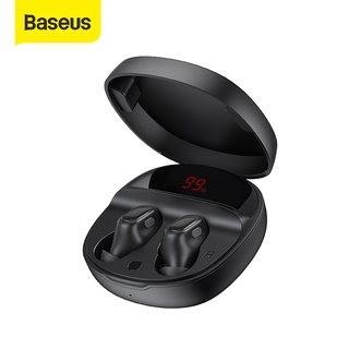 Baseus Encok earbuds warna hitam dalam case nya